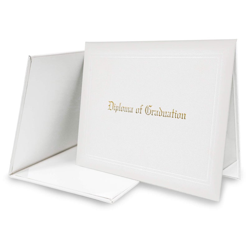 GraduationMall Imprinted Diploma Cover for Certificate 8.5''x 11'' White,1-Pack - Image 1