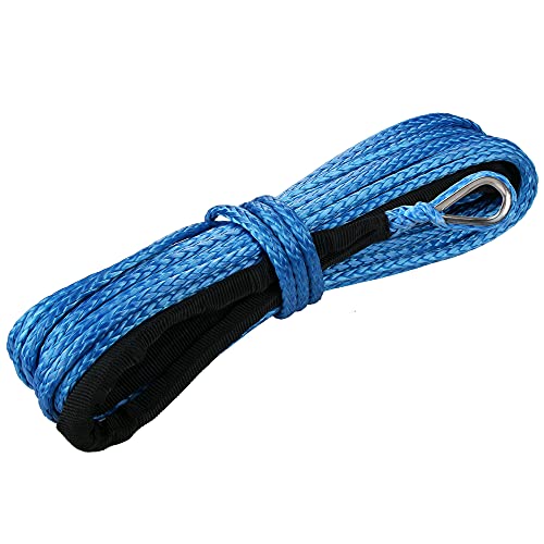 WROUGH 3/16 in x 50 ft Synthetic Winch Rope with Protecting Sleeve and Thimble, 8,350 lb Break Strength - Heavy Duty Winch Rope for ATV, UTV, Boat Trailer, Jeep, Quad, Polaris, Winch Cable (Blue) - Image 1