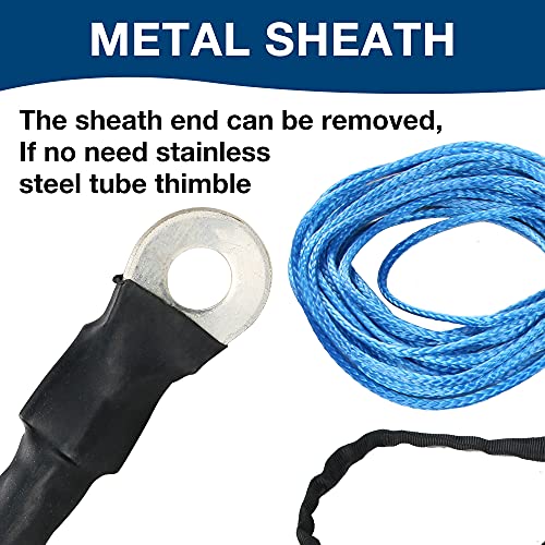 WROUGH 3/16 in x 50 ft Synthetic Winch Rope with Protecting Sleeve and Thimble, 8,350 lb Break Strength - Heavy Duty Winch Rope for ATV, UTV, Boat Trailer, Jeep, Quad, Polaris, Winch Cable (Blue) - Image 4