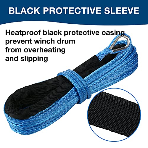 WROUGH 3/16 in x 50 ft Synthetic Winch Rope with Protecting Sleeve and Thimble, 8,350 lb Break Strength - Heavy Duty Winch Rope for ATV, UTV, Boat Trailer, Jeep, Quad, Polaris, Winch Cable (Blue) - Image 5