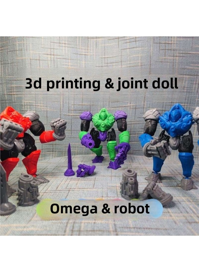 3D Printing Omega Robot Joint Doll Plastic Model Children Boys Movable Toy Ornaments Handset-Colour:Omega-grey Red Black - Image 4