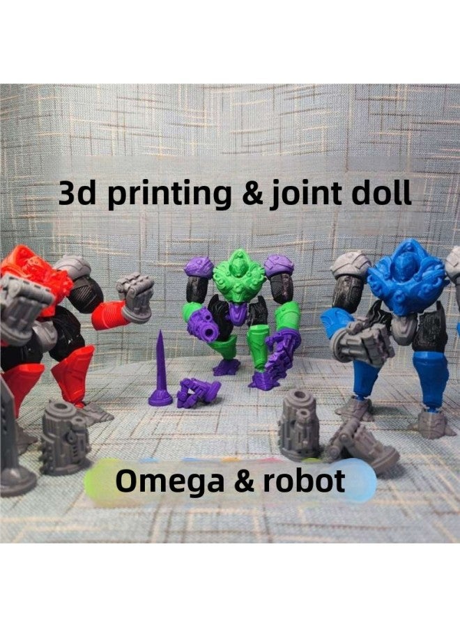 3D Printing Omega Robot Joint Doll Plastic Model Children Boys Movable Toy Ornaments Handset-Colour:Omega-grey Red Black - Image 2