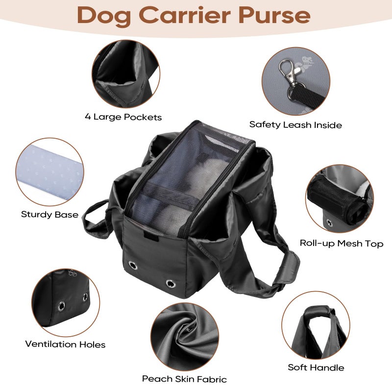 Gisaryc Dog Purse Carrier for Small Dogs, Cats, and Puppies â€“ Soft-Sided Travel Pet Tote Bag with 4 Large Pockets, Foldable, Lightweight, Fits Pets up to 15 lbs, for Travel, Outings (Black) - Image 3