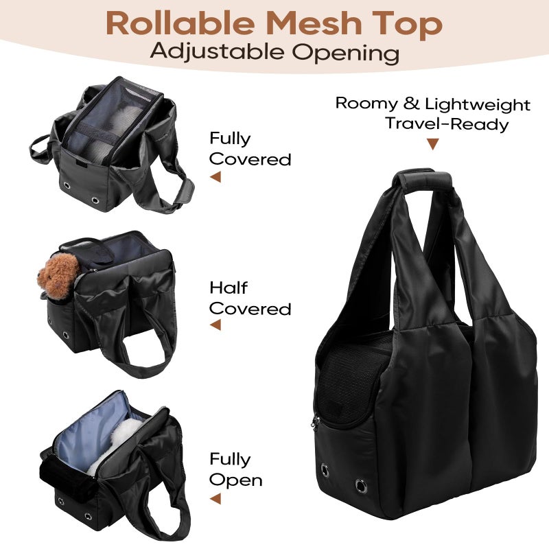 Gisaryc Dog Purse Carrier for Small Dogs, Cats, and Puppies â€“ Soft-Sided Travel Pet Tote Bag with 4 Large Pockets, Foldable, Lightweight, Fits Pets up to 15 lbs, for Travel, Outings (Black) - Image 4