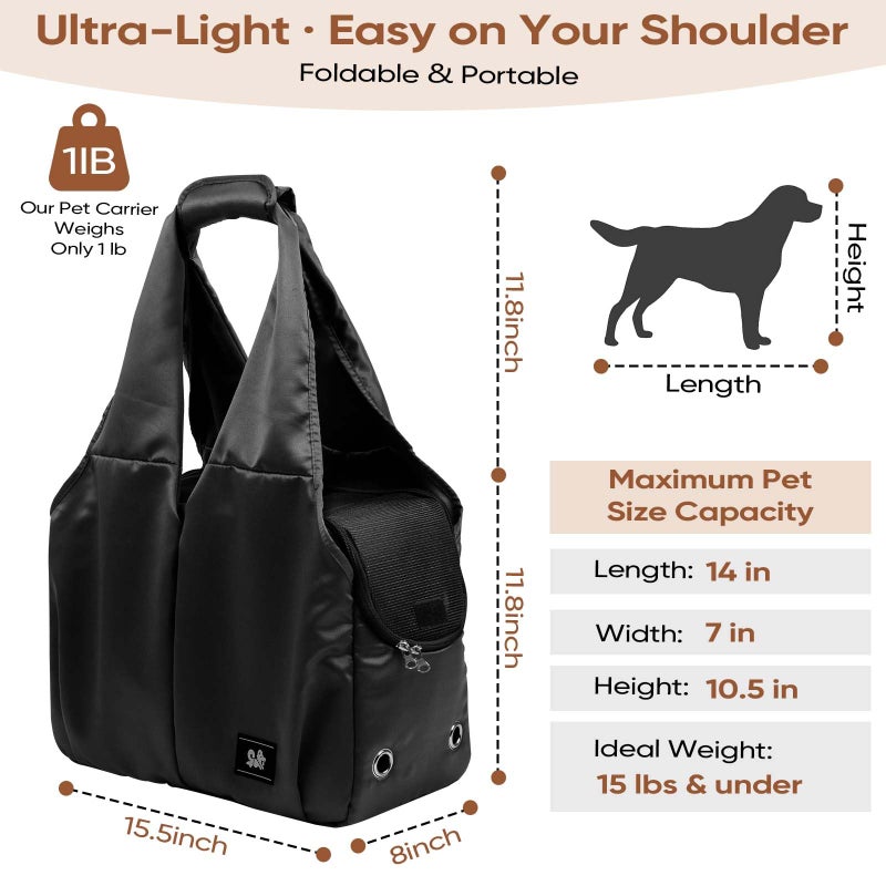 Gisaryc Dog Purse Carrier for Small Dogs, Cats, and Puppies â€“ Soft-Sided Travel Pet Tote Bag with 4 Large Pockets, Foldable, Lightweight, Fits Pets up to 15 lbs, for Travel, Outings (Black) - Image 2