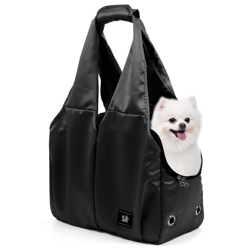Gisaryc Dog Purse Carrier for Small Dogs, Cats, and Puppies â€“ Soft-Sided Travel Pet Tote Bag with 4 Large Pockets, Foldable, Lightweight, Fits Pets up to 15 lbs, for Travel, Outings (Black) - Image 1