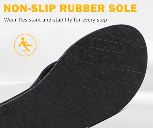 ONCAI Women's Flip Flops Comfortable Summer Beach Thong Sandals for Women 2025 with Cushion Walking Arch Support Yoga Mat Indoor Outdoor Soles Black Size 6.5 - Image 5