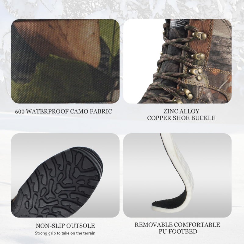R RUNFUN Men's 8" Waterproof Lightweight Hunting Boots Camo Insulated Hiking Boots, 200g Thinsulate(RF001-8C2,Size10.5) - Image 5