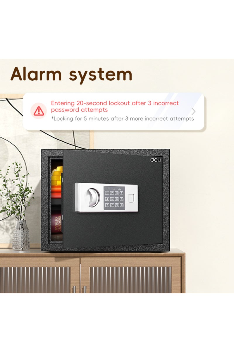 Deli Electronic Digital  Safe Box, (30x38x30m), Steel Security Safe with Digital Lock, 9kg ET523 Black - Image 3