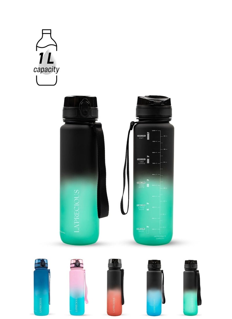 LA' PRECIOUS 1L Water Bottle for Adults and Kids - USA Tritan Material Non-Toxic BPA Free - Fast Flow - Flip Top Leak Proof Lid and One Click Open  - Image 1