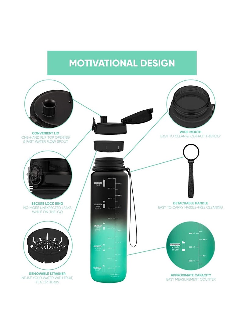 LA' PRECIOUS - 1L Water Bottle for Adults and Kids - USA Tritan Material Non-Toxic BPA Free - Fast Flow - Flip Top Leak Proof Lid and One Click Open - Image 1