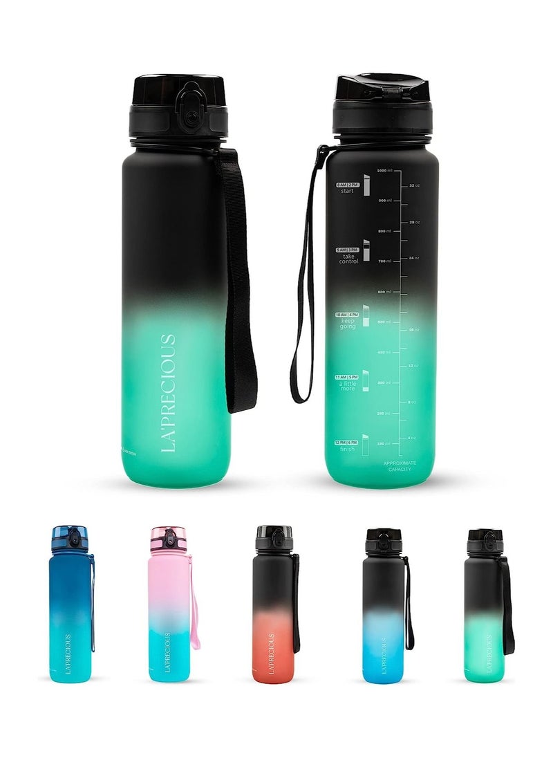 LA' PRECIOUS - 1L Water Bottle for Adults and Kids - USA Tritan Material Non-Toxic BPA Free - Fast Flow - Flip Top Leak Proof Lid and One Click Open - Image 1