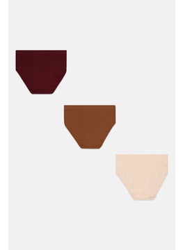 Capezio Women 3 Pieces Textured Pull On Panty, Maroon Combo  - Image 2