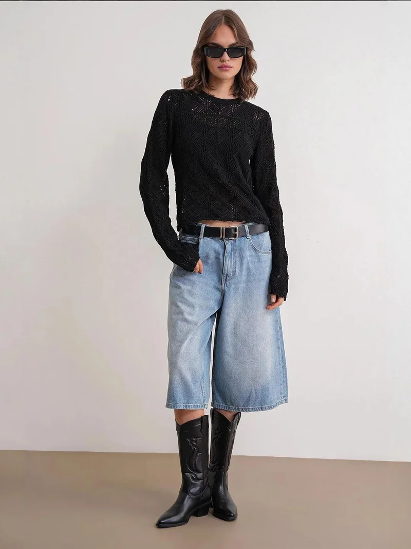 ميكسراي سترة محبوكة بنقوش ميكسراي بياقة دائرية