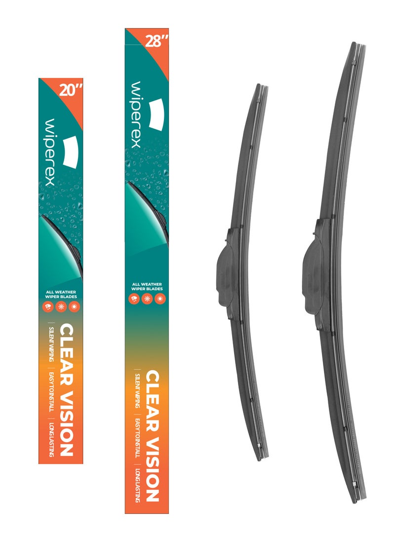Wiperex WiperEx Wiper Blades for Mercedes-Benz ML500 2005 2006 2007 2008 2009 2010 28" + 20" All Weather, Uniform Wiping, Premium Rubber, Perfect Fit, Silent, Reduced Wind Lift, No Marks (Set of 2)  - Image 1
