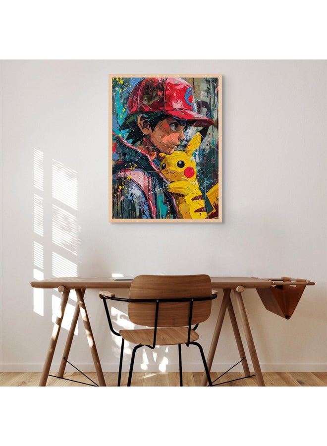 Art Decor Framed Fine Art of Pokémon Pikachu Wall Art Iconic Anime Character Artwork Portrait Print Wall Décor for Bedroom Boys' Room Girls' Room Living Room Gaming Room - Image 2