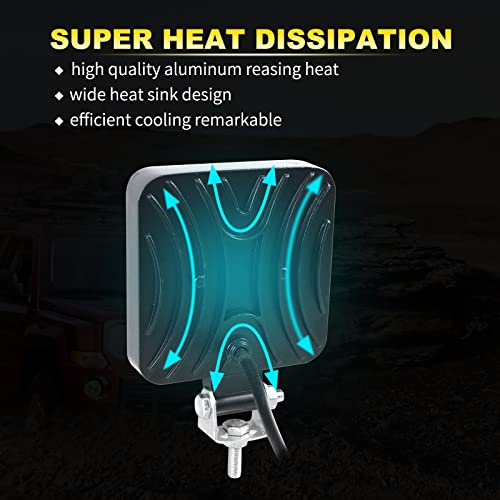 SKYWORLD led lights Offroad, 10pcs 3.34 inch 48W Square Spot Mini Driving Fog Light Work Lamp 12V 24V for Car Trucks 4x4 SUV ATV Tractors Excavator Boats Lighting, 6000K White - Image 5