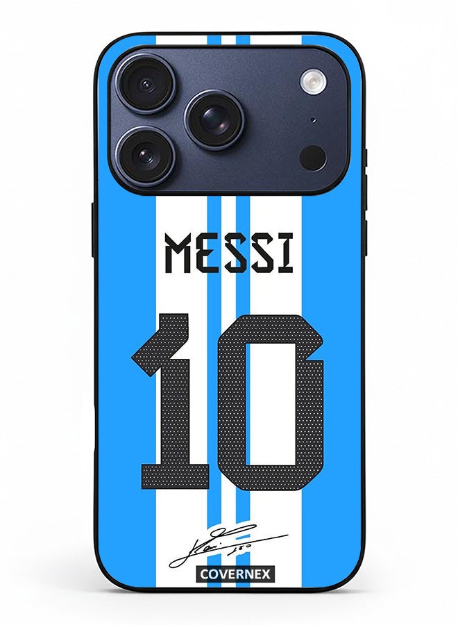 Covernex Apple iPhone 17 Pro Protective Case Cover Printed Featuring Lionel Messi National Team Jersy Design with Signature - Image 2