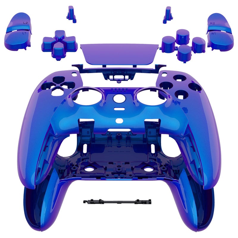 eXtremeRate Full Set Shell with Buttons Touchpad Compatible with ps5 Edge Controller, Chameleon Purple Blue Replacement Decorative Trim Shell Front Back Plates Compatible with ps5 Edge Controller - Image 1