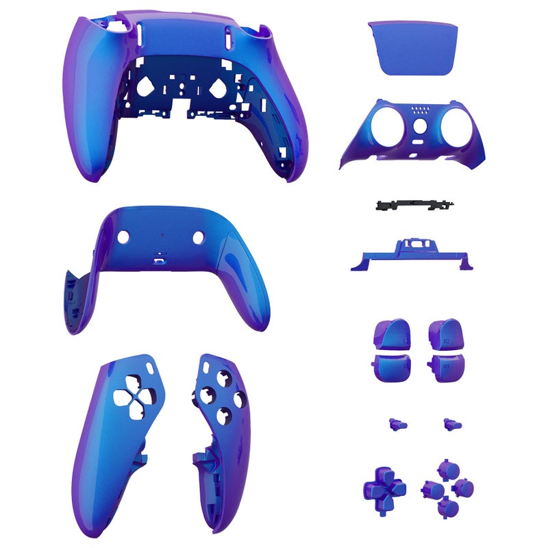 eXtremeRate Full Set Shell with Buttons Touchpad Compatible with ps5 Edge Controller, Chameleon Purple Blue Replacement Decorative Trim Shell Front Back Plates Compatible with ps5 Edge Controller - Image 4