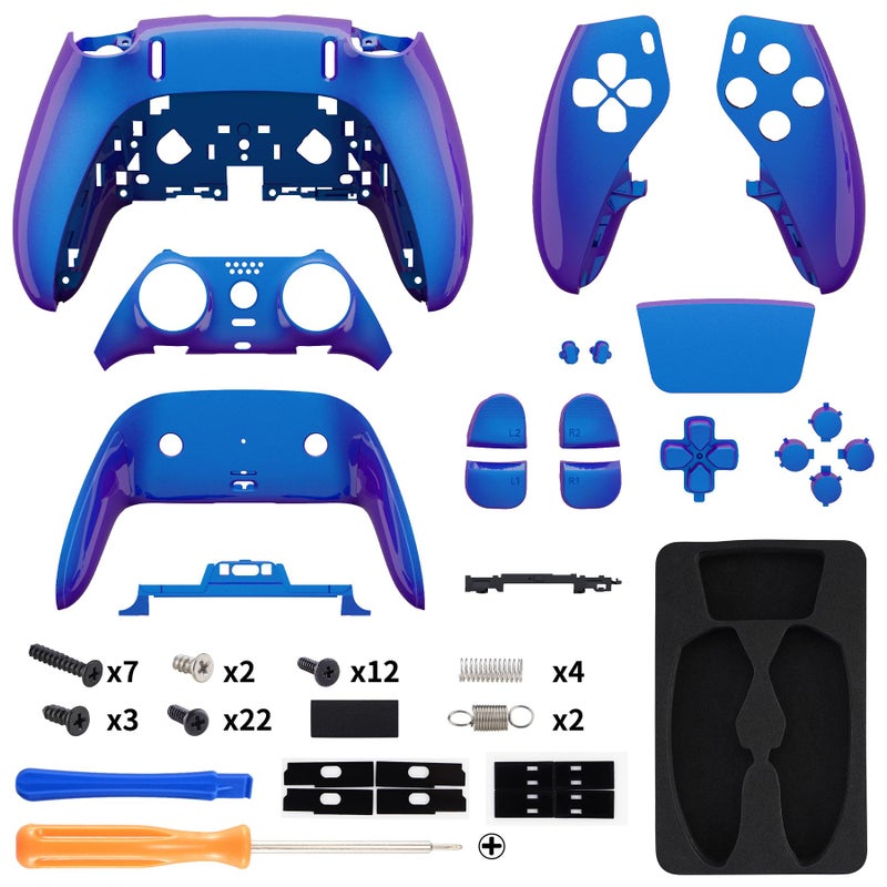 eXtremeRate Full Set Shell with Buttons Touchpad Compatible with ps5 Edge Controller, Chameleon Purple Blue Replacement Decorative Trim Shell Front Back Plates Compatible with ps5 Edge Controller - Image 2