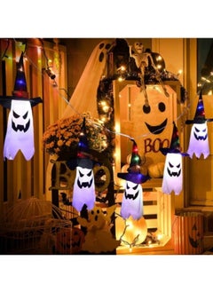 GGEROU 5-Piece Led Light Wizard Hat Hanging Lights Ghost Face Ghost Lights String  - Image 1
