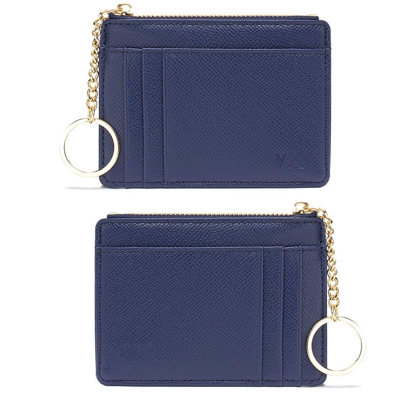Valentoria Minimalist Small Leather Card Holder Pocket Wallet Womens Coin Purse Handbag (Royalblue) - Image 1