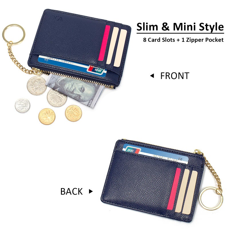 Valentoria Minimalist Small Leather Card Holder Pocket Wallet Womens Coin Purse Handbag (Royalblue) - Image 2