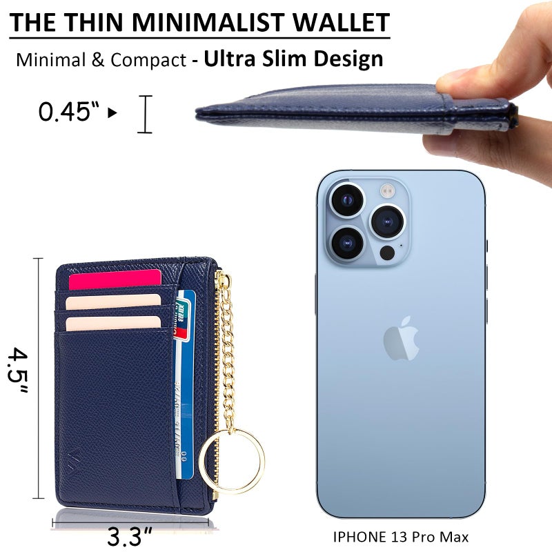 Valentoria Minimalist Small Leather Card Holder Pocket Wallet Womens Coin Purse Handbag (Royalblue) - Image 4