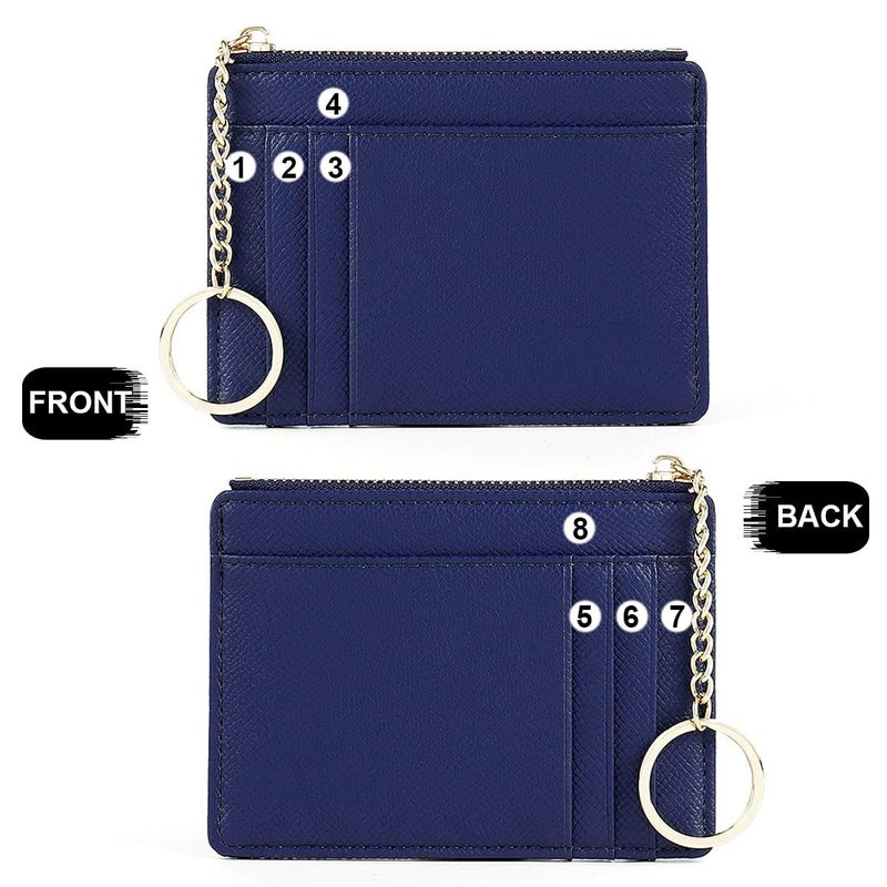 Valentoria Minimalist Small Leather Card Holder Pocket Wallet Womens Coin Purse Handbag (Royalblue) - Image 3