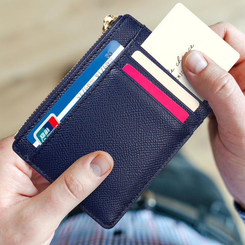 Valentoria Minimalist Small Leather Card Holder Pocket Wallet Womens Coin Purse Handbag (Royalblue) - Image 5