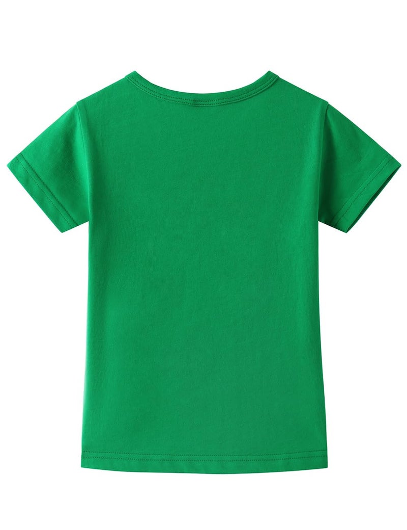 Noomelfish Girls Short Sleeve Heart Pocket T-Shirts Casual Cotton Tee Tops Blouse, Green, Size 5-6 Years - Image 3