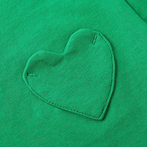 Noomelfish Girls Short Sleeve Heart Pocket T-Shirts Casual Cotton Tee Tops Blouse, Green, Size 5-6 Years - Image 5