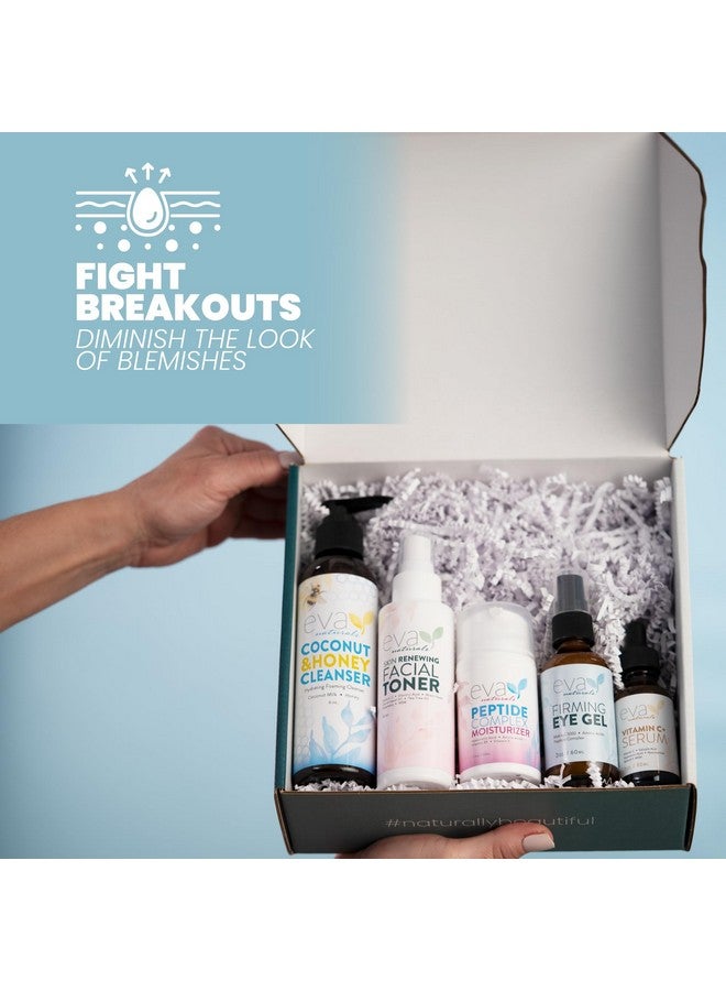 إيفا ناتشورالز مجموعة العناية بالبشرة المتجددة من إيفا ناتشورالز - تقشير وتجديد وترطيب البشرة مع فيتامين سي بلس سيروم، منظف بي كلين، جل العين، مرطب الوجه والتونر - مجموعة منظف الوجه المثالي - Image 3