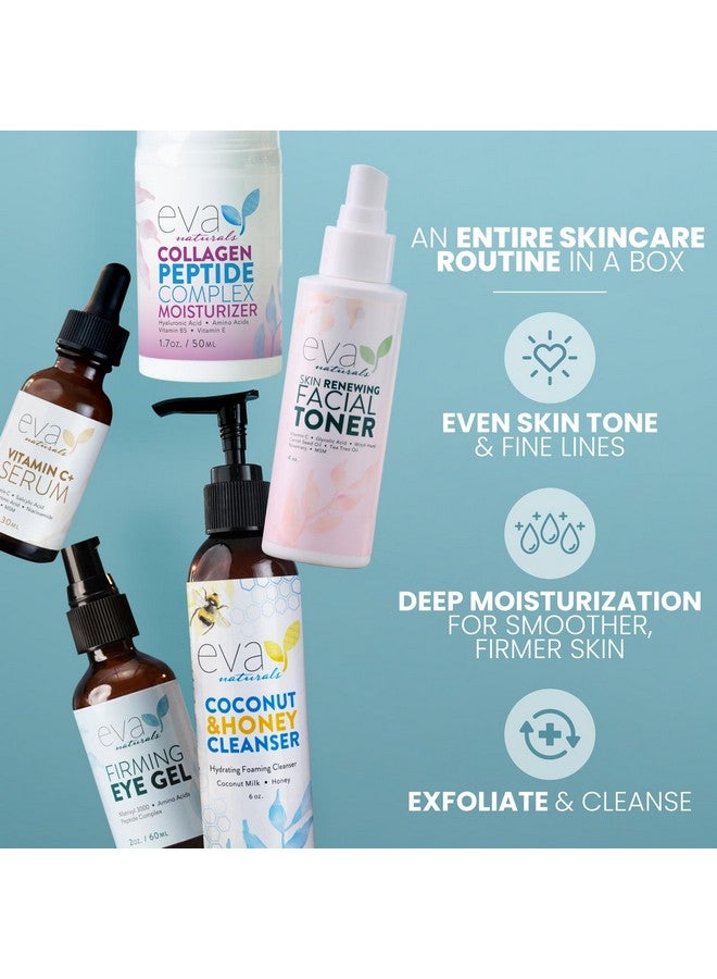 إيفا ناتشورالز مجموعة العناية بالبشرة المتجددة من إيفا ناتشورالز - تقشير وتجديد وترطيب البشرة مع فيتامين سي بلس سيروم، منظف بي كلين، جل العين، مرطب الوجه والتونر - مجموعة منظف الوجه المثالي - Image 2