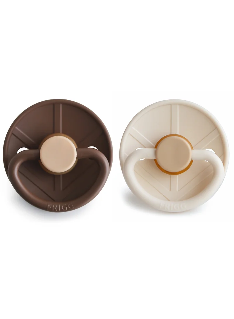 FRIGG Little Viking Latex Baby Pacifier 6-18M 2-Pack Cocoa/Cream - Size 2