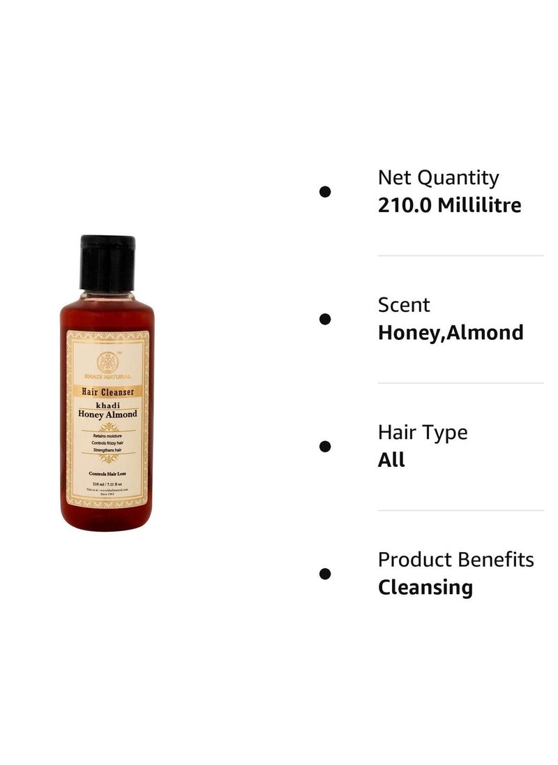 Khadi Natural Khadi Natural Honey and Almond Hair Shampoo for Controlling Hair Fall Natural Shampoo for Healthy and Shiny Hair Suitable for All Hair Types 210ml  - Image 2