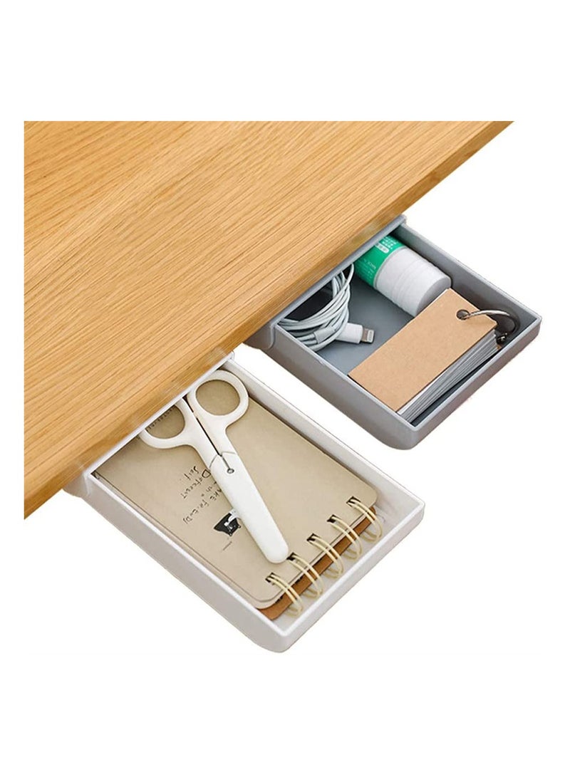 SYOSI Desk Organizer Drawer, Under Desk Drawer 2 Pack Under Desk Storage, Drawer Organizer Hidden Under Table, Drawer Organizer Set, Self-Stick Expandable Drawer Tray for Office, Home, School - Image 1