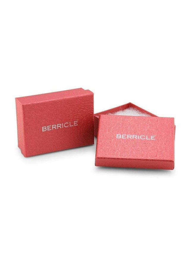 Berricle Sterling Silver Dome Medium Fashion Hoop Earrings For Women, Rhodium Plated 0.66 Inch  - Image 5
