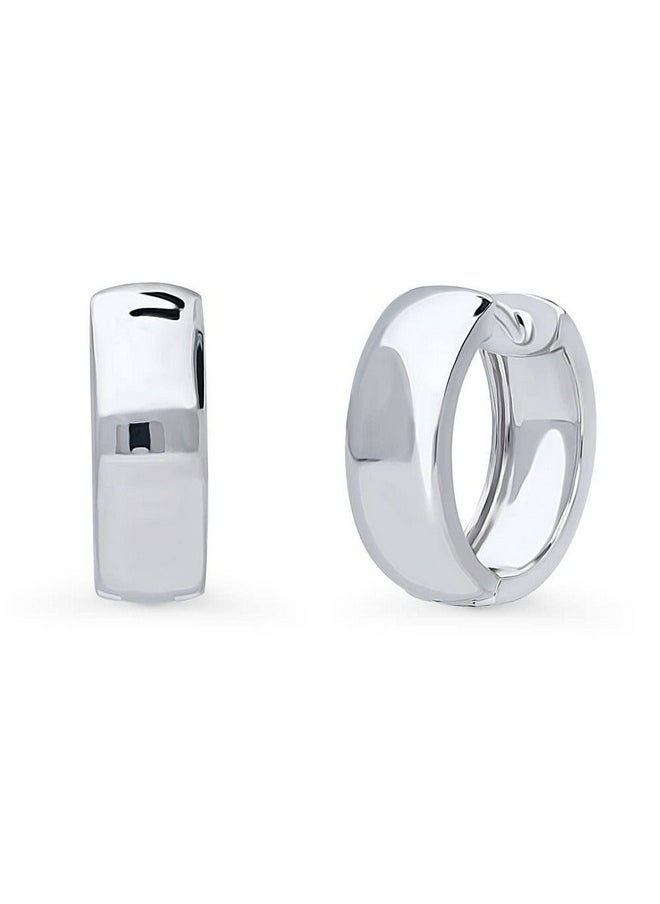 Berricle Sterling Silver Dome Medium Fashion Hoop Earrings For Women, Rhodium Plated 0.66 Inch  - Image 1