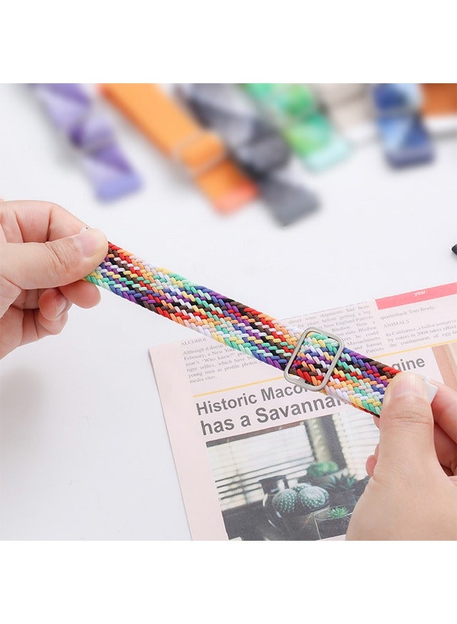 Elastic Adjustable Woven Nylon Replacement Band Compatible with Huawei Watch Fit 3 Rainbow Colors Stretchy Wrist Strap - Image 4