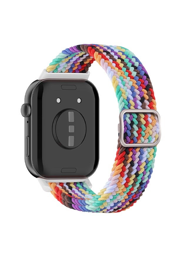 Elastic Adjustable Woven Nylon Replacement Band Compatible with Huawei Watch Fit 3 Rainbow Colors Stretchy Wrist Strap - Image 2