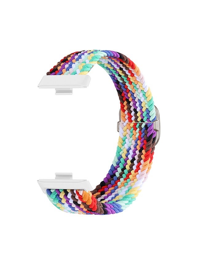 Elastic Adjustable Woven Nylon Replacement Band Compatible with Huawei Watch Fit 3 Rainbow Colors Stretchy Wrist Strap - Image 3