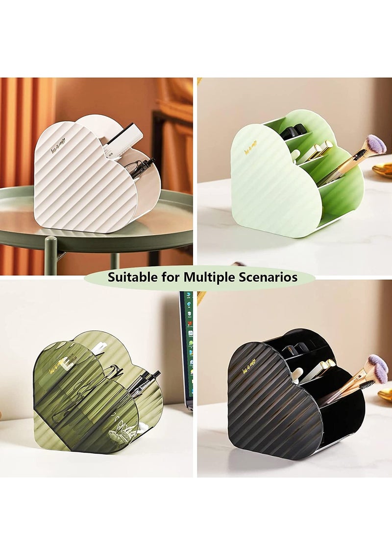 Excefore Large Capacity Makeup Brush Holder Organizer, 4 Slot Cosmetic Display cases, Makeup Brushes Cup, Heart shaped Makeup Organizer for Vanity, Bathroom,Desk Storage Container (Clear Green) - Image 4
