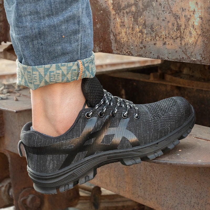 Men'S Labor Protection Shoes, Wear-Resistant, Safe For Construction Sites, Fly-Knit Shoes, Anti-Smash, Anti-Puncture, Steel Toe, Lightweight Men'S Shoes - Image 5