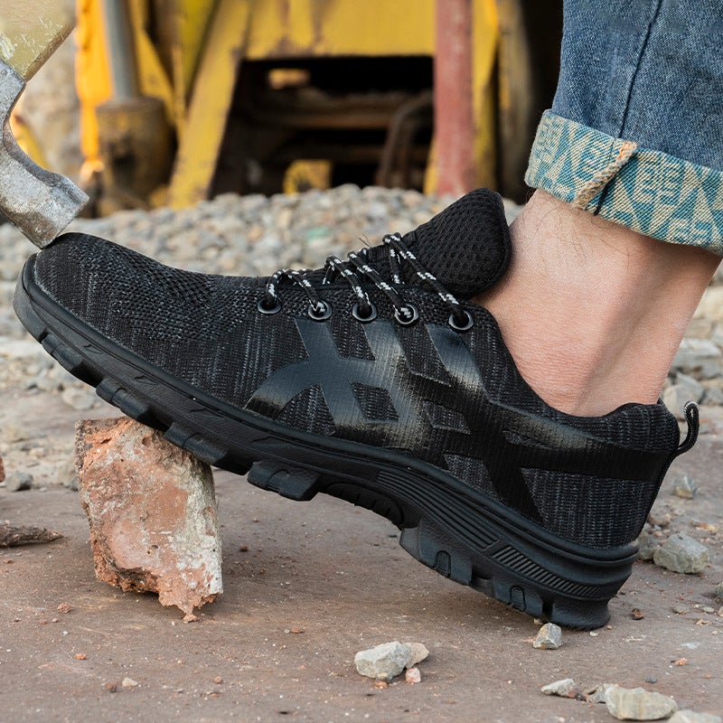 Men'S Labor Protection Shoes, Wear-Resistant, Safe For Construction Sites, Fly-Knit Shoes, Anti-Smash, Anti-Puncture, Steel Toe, Lightweight Men'S Shoes - Image 4