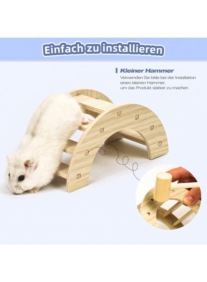 مجموعة من 4 قطع لعب الهامستر الخشبية ، مخبأ الهامستر DIY Bridge Seesaw أرجحة وتدريب لعبة قفص ديكور اكسسوارات ملعب الهامستر للجربيلز والجرذان والهامستر القزم - Image 5