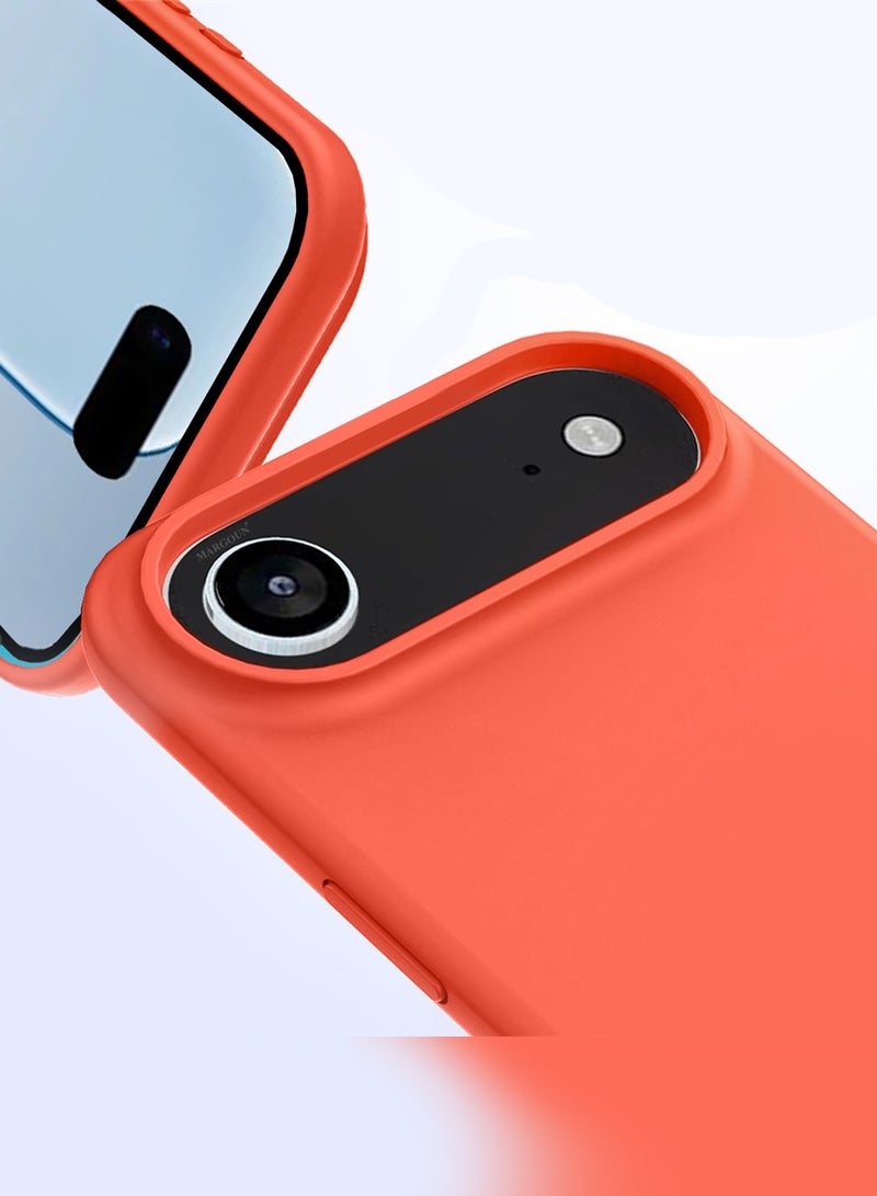 CATANES 3 Packs Silicone Protective Phone Case for iPhone 17 Air , Soft Anti-Scratch Microfiber Lining Ultra Slim Drop Protection Phone Cover with Two Privacy Screen Protectors - Peach - Image 3