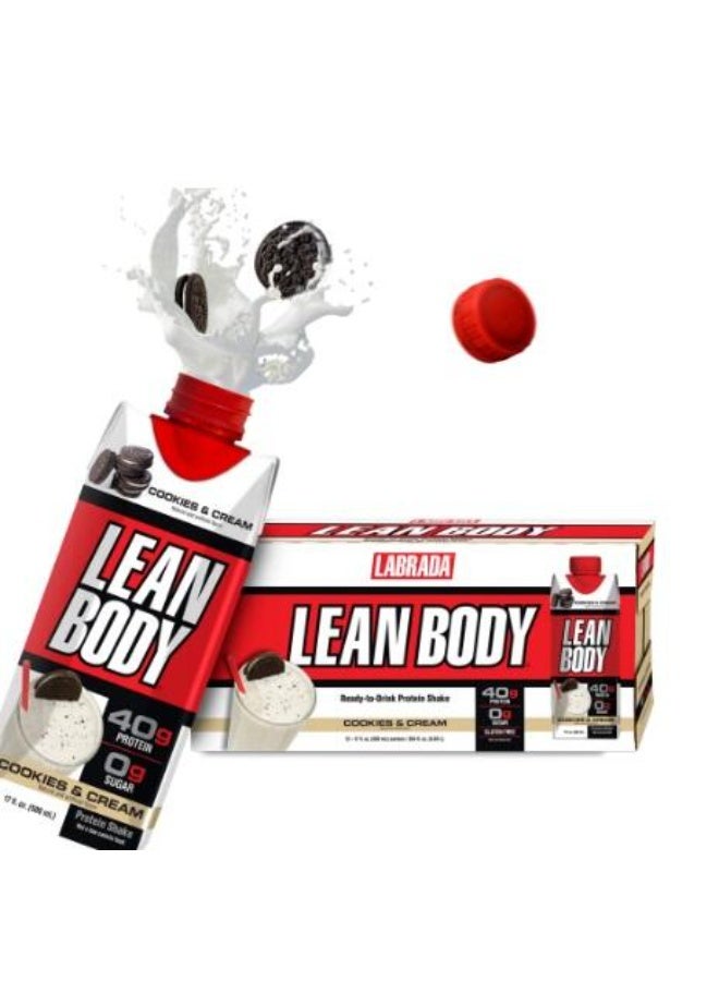 LABRADA Lean Body Protein Shake Cookies Cream 500ml Pack of 12 - Image 5