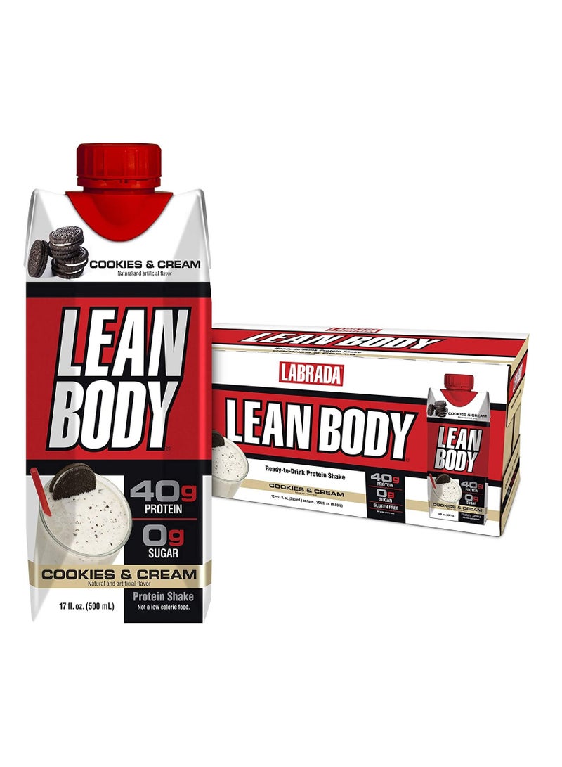 LABRADA Lean Body Protein Shake Cookies Cream 500ml Pack of 12 - Image 1